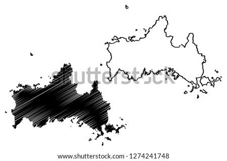 Yamaguchi Prefecture (Administrative divisions of Japan, Prefectures of Japan) map vector illustration, scribble sketch Yamaguchi map