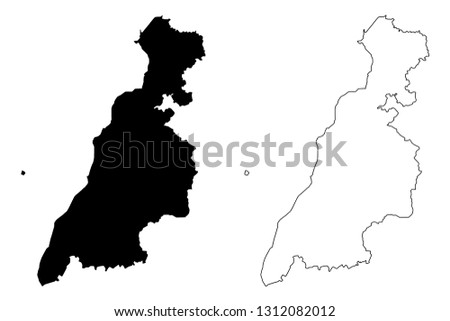South Ayrshire (United Kingdom, Scotland, Local government in Scotland) map vector illustration, scribble sketch South Ayrshire map
