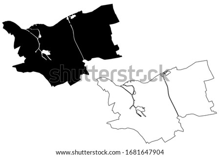 s-Hertogenbosch City (Kingdom of the Netherlands, North Brabant, Holland) map vector illustration, scribble sketch City of s Hertogenbosch or Den Bosch map