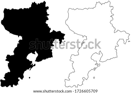 Qingdao City (People's Republic of China, Shandong Province) map vector illustration, scribble sketch City of Tsingtao map