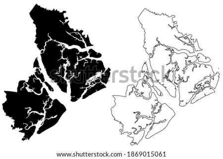 Beaufort County, State of South Carolina (U.S. county, United States of America, USA, U.S., US) map vector illustration, scribble sketch Beaufort map