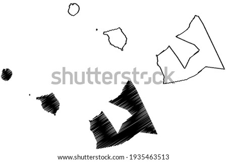 Aiga-i-le-Tai District, Upolu, Manono, Apolima island (Independent State of Samoa, Western Samoa) map vector illustration, scribble sketch Aiga-i-le-Tai map