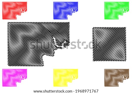 Kay and Kingfisher County, Oklahoma State (U.S. county, United States of America) map vector illustration, scribble sketch map