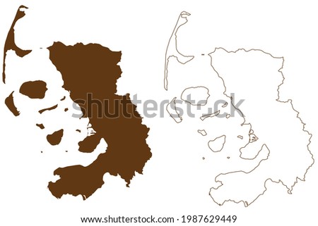 Nordfriesland district (Federal Republic of Germany, rural district, Free State of Schleswig-Holstein, Slesvig Holsten) map vector illustration, scribble sketch Nordfriesland map