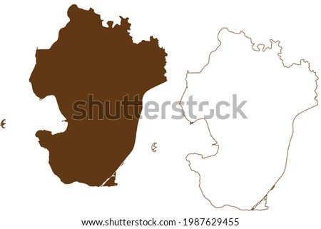 Dithmarschen district (Federal Republic of Germany, rural district, Free State of Schleswig-Holstein, Slesvig Holsten) map vector illustration, scribble sketch Dithmarschen map