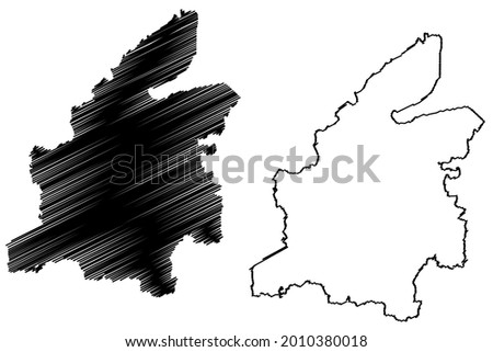 Rendsburg-Eckernforde district (Federal Republic of Germany, rural district, Free State of Schleswig-Holstein, Slesvig Holsten) map vector illustration, scribble sketch Rendsburg-Eckernfoerde map