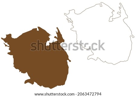 Funen island (Kingdom of Denmark) map vector illustration, scribble sketch Fyn map