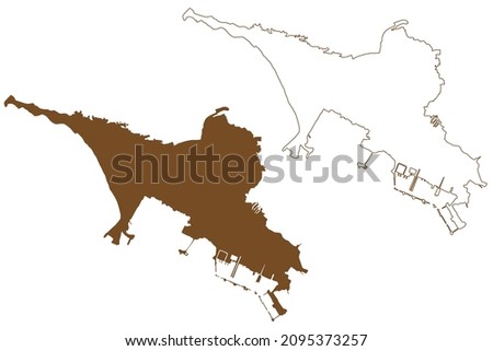 Kotlin island (Russia, Russian Federation, Saint Petersburg, Gulf of Finland) map vector illustration, scribble sketch Kotlin map