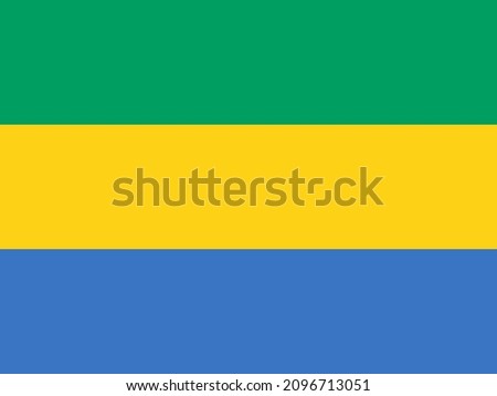 National Flag Republic of Gabon, Gabonese Republic, horizontal triband of green, gold and blue