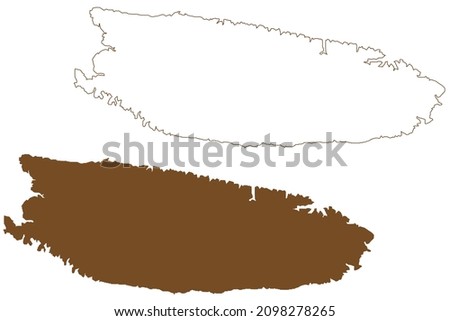 Brac island (Republic of Croatia, Dalmatian Archipielago, Adriatic Sea) map vector illustration, scribble sketch Brač map