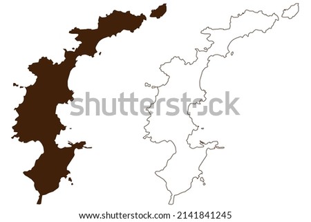 Ponza island (Sardinia, Italian Republic, Italy, Pontine Islands) map vector illustration, scribble sketch Ponza map