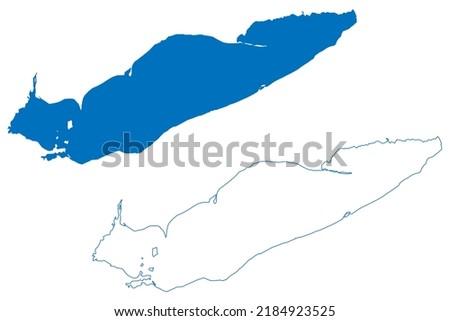 Lake Erie (Canada, United States, North America, us, Great Lakes) map vector illustration, scribble sketch map