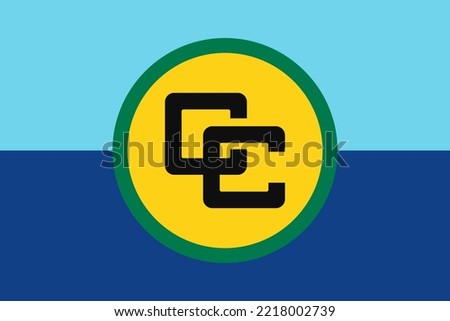 Flag of Caribbean Community (CARICOM or CC), blue, yellow, black, green