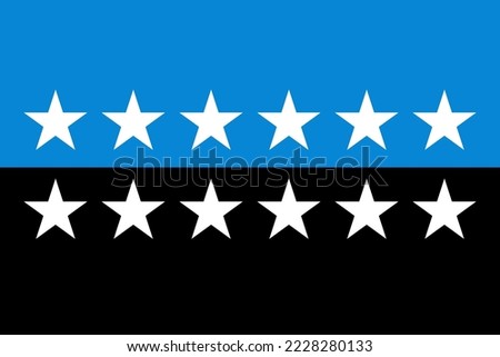 Flag of European Coal and Steel Community, ECSC, Blue and black horizontal strips with twelve white stars in two lines across each stripe 