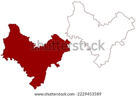 Stratford-on-Avon Non-metropolitan district (United Kingdom of Great Britain and Northern Ireland, ceremonial county Warwickshire or Warks, England) map vector, scribble sketch Stratford on Avon