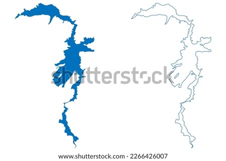 Lake Pathfinder Reservoir (United States of America, North America, us, usa, Wyoming) map vector illustration, scribble sketch Pathfinder Dam map