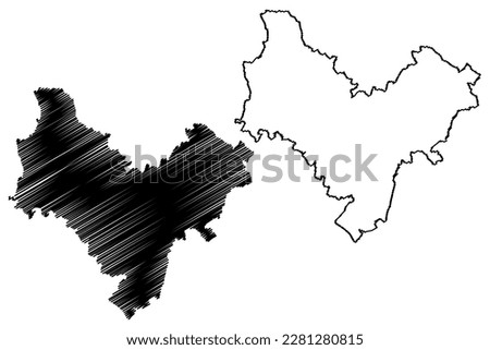 Stratford-on-Avon Non-metropolitan district (United Kingdom of Great Britain and Northern Ireland, ceremonial county Warwickshire or Warks, England) map vector, scribble sketch Stratford on Avon