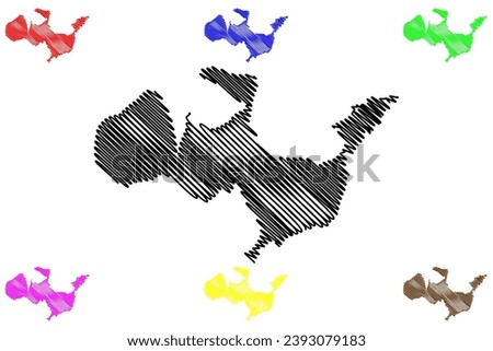 Lake North Aral Sea (Republic of Kazakhstan) map vector illustration, scribble sketch map
