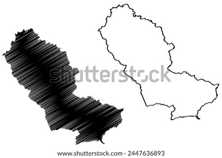 Toggenburg District (Switzerland, Swiss Confederation, Canton of St Gall, St. Gallen or Sankt Gallen) map vector illustration, scribble sketch Wahlkreis Toggenburg map