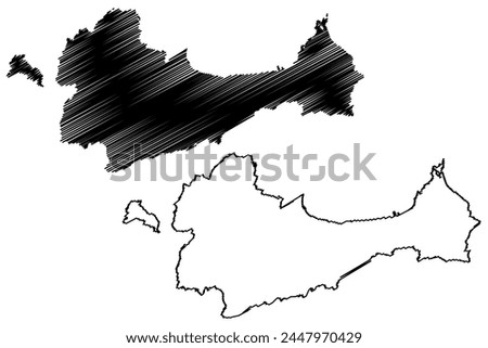 Rorschach District (Switzerland, Swiss Confederation, Canton of St Gall, St. Gallen or Sankt Gallen) map vector illustration, scribble sketch Wahlkreis Rorschach map