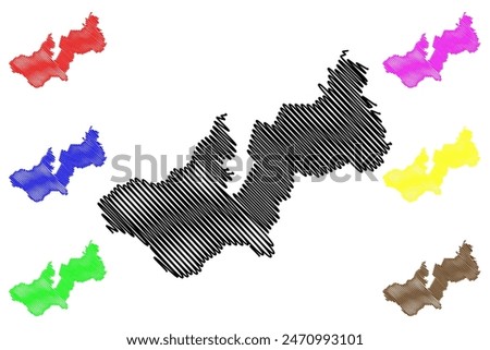 Vale do Anari municipality (State of Rondônia or Rondonia, RO, Municipalities of Brazil, Federative Republic of Brazil) map vector illustration, scribble sketch map