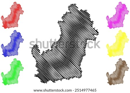 Shire of Banana (Commonwealth of Australia, Queensland state) map vector illustration, scribble sketch Banana map