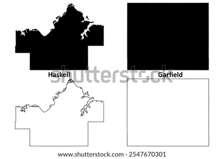 Haskell and Garfield County, Oklahoma State (U.S. county, United States of America, USA, U.S., US) map vector illustration, scribble sketch map