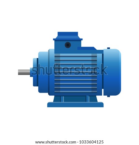 Industrial electric motor. Vector illustration isolated on white background