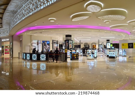 MUMBAI, MAHARASHTRA, INDIA - AUG. 30: Duty free shopping at Chhatrapati  Shivaji International Airport - Terminal 2 on AUG. 30, 2014 in Mumbai,  Marashtra, India.  Inaugurated on 12 Feb 2014