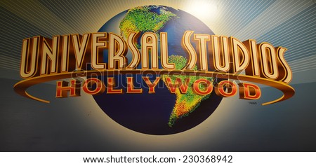 HOLLYWOOD - SEPTEMBER 07: Logo of Universal Studios Hollywood, California on 07 September, 2014