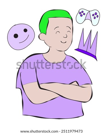 Vector Character Illustration green hair boy