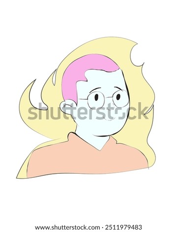 Vector Character Illustration pink hair boy