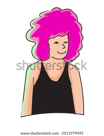 Vector Character Illustration, afro pink boy