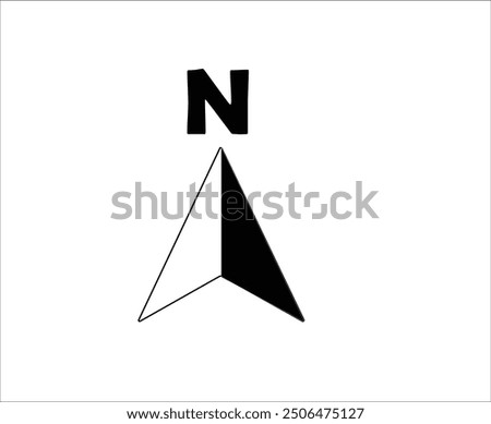 Compass vector icon N. White Background.