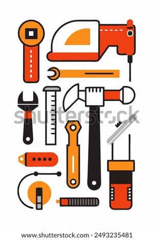  Repair icon set. Containing fix, maintenance, toolbox, assistance, broken, troubleshoot, patch and repairman service icons. Solid icon collection. Vector illustration.