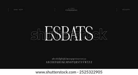 Esbats Abstract Quality font alphabet. Minimal modern urban fonts for logo, brand etc. Typography typeface with small and capital alphabet and number.