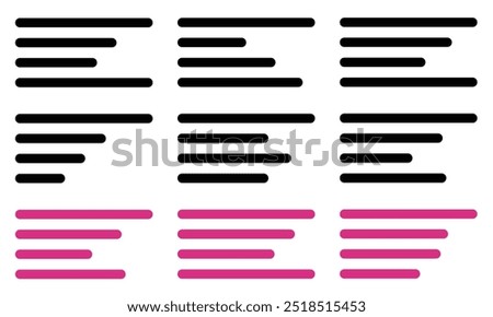 Text align vector icon. Paragraph alignment icon symbol. Align vector illustration on isolated background.