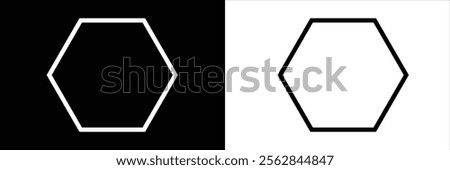 Hexagon vector icon. Outline Filled Vector Sign . . isolated transparent . arrows . data exchange . digitization . technology . black and white outline and filled version . EPS 20 .