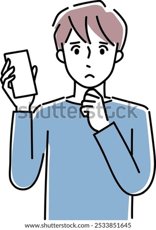 Clip art of young man holding a cellular phone