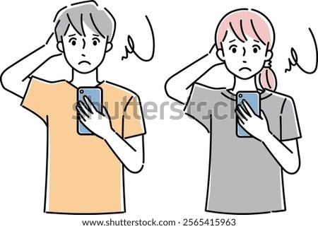 Clip art of person holding a cellular phone