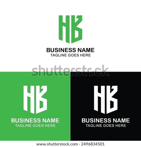 BH HB initial company H square shape logo green