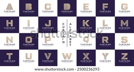 Set of window covering alphabet logo design inspirations. Collection of window covering alphabet logo design inspirations. window covering logo vector illustration design template, minimalist curtain,