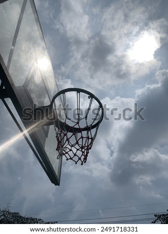 Similar – Foto Bild Basketball-Backboard und Ringnetz auf dem Platz