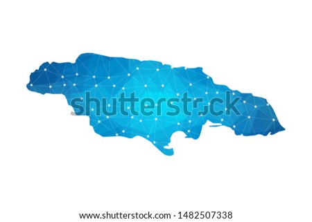 Abstract Jamaica Map geometric rumpled triangular low poly style gradient graphic on white background , line dots polygonal design for your . Vector illustration eps 10