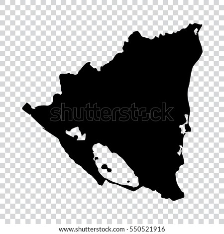 Transparent - high detailed black map of Nicaragua. Vector illustration eps 10.