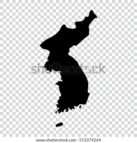 Transparent map - black high detailed map of North Korea. Vector illustration eps 10.