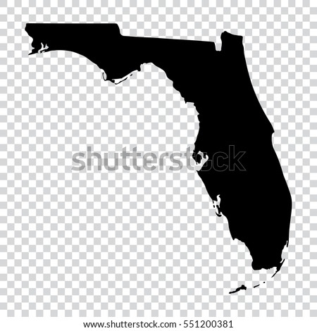 Transparent map - high detailed black map of Florida. Vector illustration eps 10.