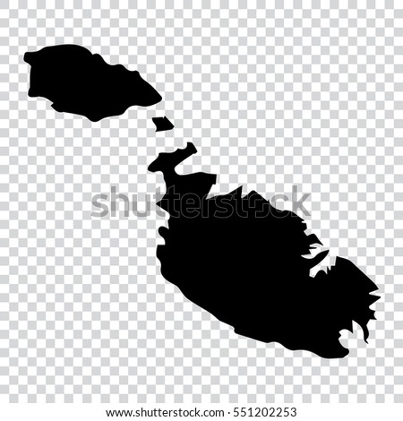 Transparent map - high detailed black map of Malta. Vector illustration eps 10.