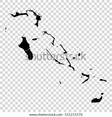 Transparent - high detailed black map of The Bahamas. Vector illustration eps 10.