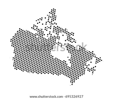 Abstract map of Canada dots planet, lines, global world map halftone concept. Vector illustration eps 10.